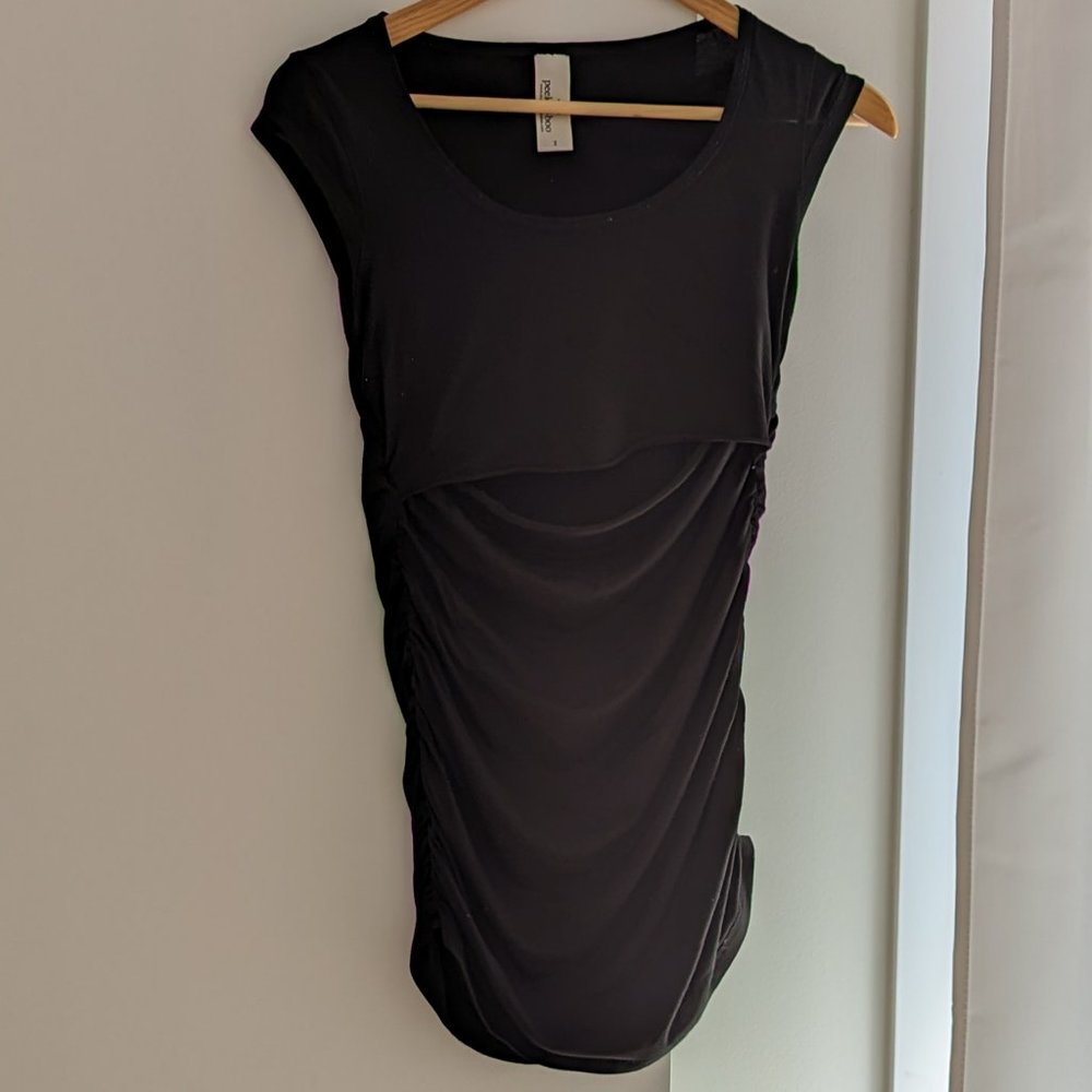 Cap Sleeve Nursing Top in black Peek-a-boo brand